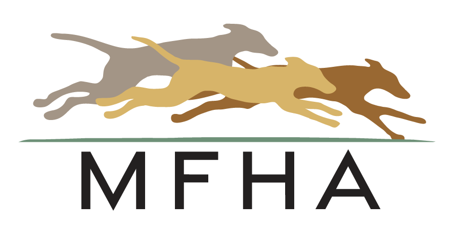 MFHA Logo 3 hounds running over top of MFHA initials